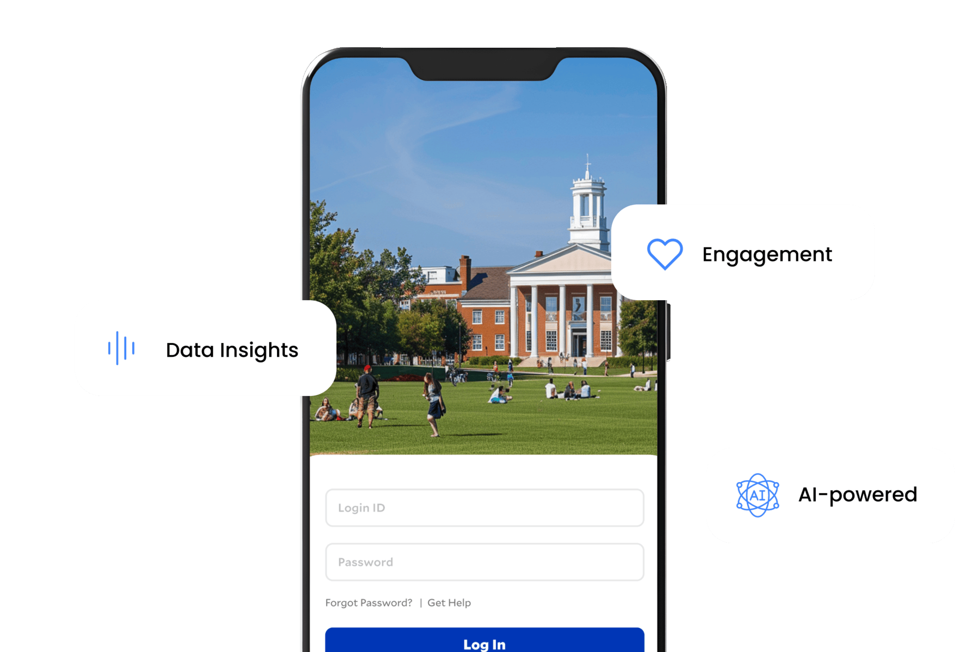Alumni platform mockup with features